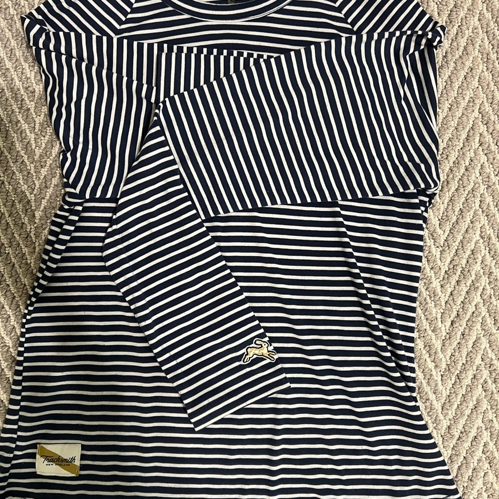 Women’s Tracksmith Horizon Navy and White Striped Long Sleeve Shirt